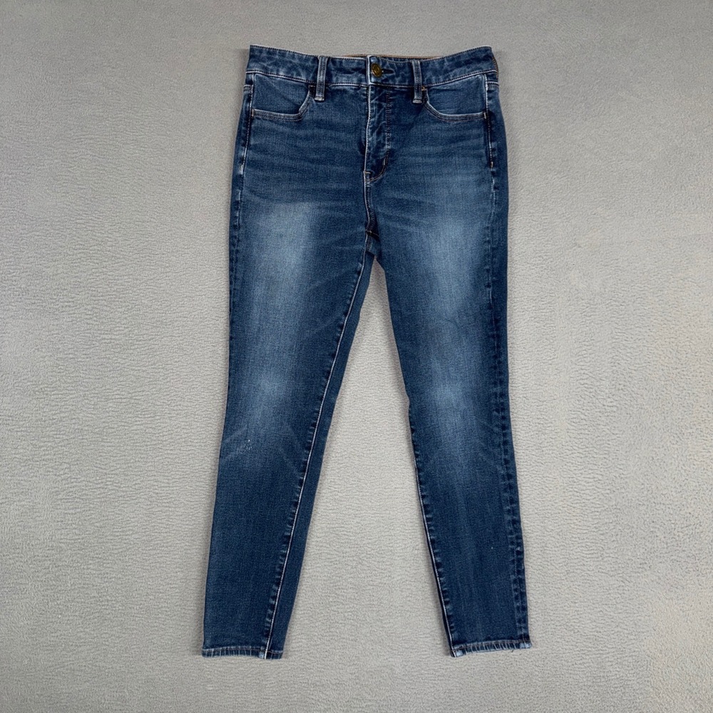 American Eagle Jeans Womens 8 Short Blue Hi-Rise Jegging Stretch Distressed